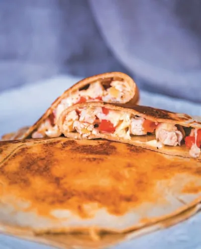 Овсяные блины с курицей и болгарским перцем