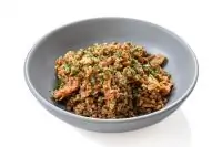 Гречка с лесными грибами и соевым мясом