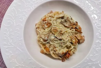 Кето-спагетти с лисичками